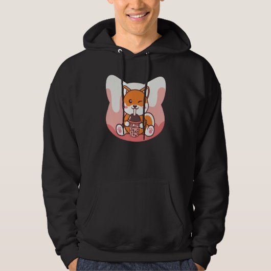 Boba Milk and Corgi Dog Hoodie (Vorderseite)