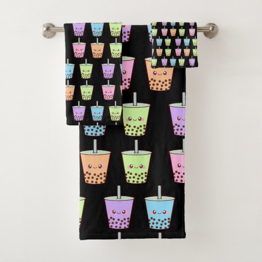 Boba Milk Tea Flavors Badhandtuch Set (Insitu)