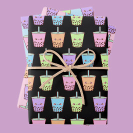 Boba Milk Tea Flavors Geschenkpapier Set