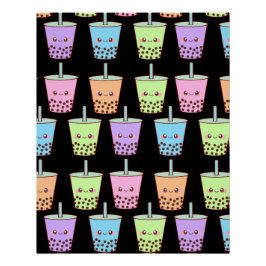 Boba Milk Tea Flavors Poster