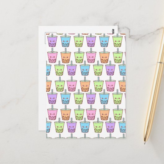 Boba Milk Tea Flavors Postkarte (Vorderseite/Rückseite Beispiel)