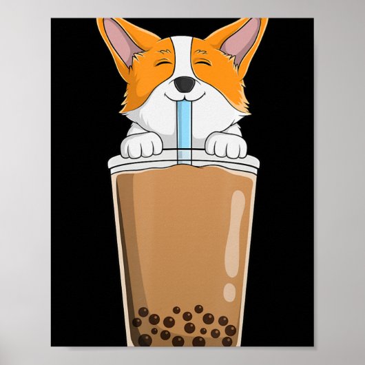 Boba Milk Tea Kawaii Corgi Puppy Japanese Anime St Poster (Vorne)
