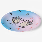 Boba oder kein Boba? Bubble Tea Boba Geschlecht v Pappteller (Schrägansicht)
