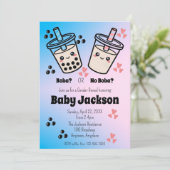 Boba oder kein Boba Bubble Tea Boba Geschlechterer Einladung (Stehend Vorderseite)