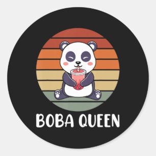 Boba Queen Bubble Tea Japanese Cute Panda Anime Ka Runder Aufkleber
