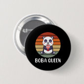 Boba Queen Bubble Tee Japanisch Niedlich Panda Ani Button (Vorne & Hinten)