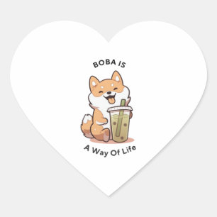 Boba Shiba Boba Shiba Boba Shiba 3 Herz-Aufkleber