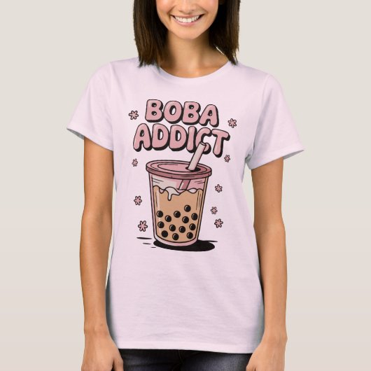 Boba-Süchtiger Bubble Tea T-Shirt (Vorderseite)