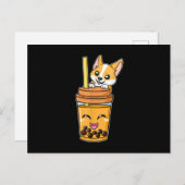 Boba Tapioca Pearls Bubble Milk Tee Drink Corgi Ankündigungspostkarte (Vorne/Hinten)