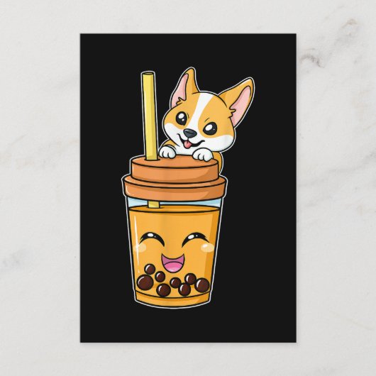 Boba Tapioca Pearls Bubble Milk Tee Drink Corgi Begleitkarte (Vorderseite)