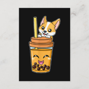 Boba Tapioca Pearls Bubble Milk Tee Drink Corgi Begleitkarte