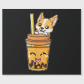 Boba Tapioca Pearls Bubble Milk Tee Drink Corgi Geschenkpapier (Flach)