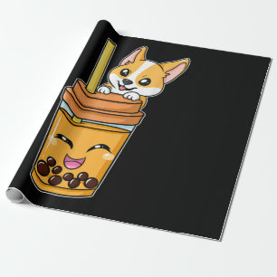 Boba Tapioca Pearls Bubble Milk Tee Drink Corgi Geschenkpapier