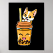Boba Tapioca Pearls Bubble Milk Tee Drink Corgi Poster (Vorne)