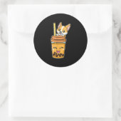 Boba Tapioca Pearls Bubble Milk Tee Drink Corgi Runder Aufkleber (Tasche)