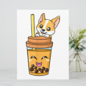Boba Tapioca Perlen Blubble Milk Tee Drink Corgi D Menükarte (Stehend Vorderseite)