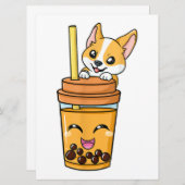 Boba Tapioca Perlen Blubble Milk Tee Drink Corgi D Menükarte (Vorne/Hinten)
