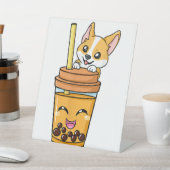 Boba Tapioca Perlen Blubble Milk Tee Drink Corgi D Sockelschild (In SItu)