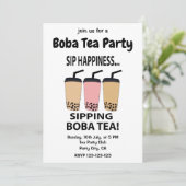 Boba Tea Bubble Tea Boba Tea Party Einladung (Stehend Vorderseite)