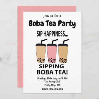 Boba Tea Bubble Tea Boba Tea Party Einladung