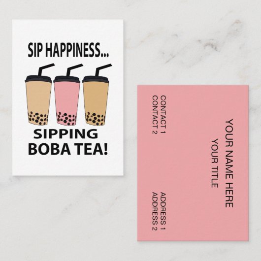 Boba Tea Bubble Tea Café Visitenkarte (Vorne/Hinten)