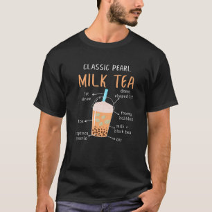 Boba Tea Bubble Tea Classic Pearl Milk Tea Diagram T-Shirt