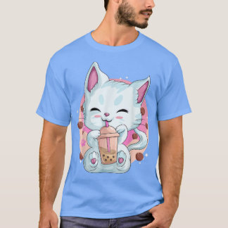 Boba Tea Cat Anime Shirts für Frauen, Kawaii Blase
