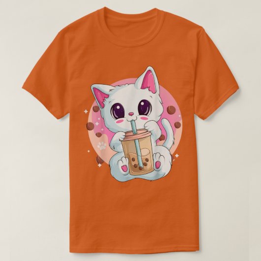Boba Tea Cat Anime Shirts für Frauen, Kawaii Blase (Design vorne)