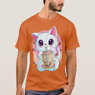 Boba Tea Cat Anime Shirts für Frauen, Kawaii Blase
