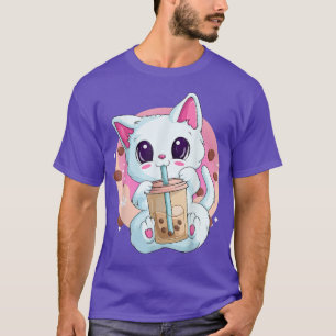 Boba Tea Cat Anime Shirts für Frauen, Kawaii Blase