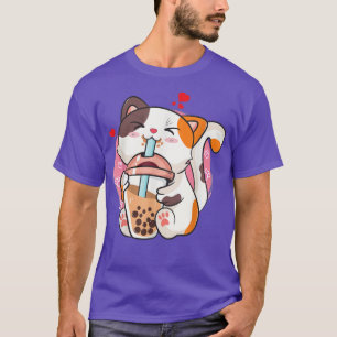 Boba Tea Cat Anime Shirts Teen Girl Kawaii Blase