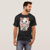 Boba Tea Cat Bubble Tea Cat Kawaii Anime Neko T-Shirt (Vorne ganz)