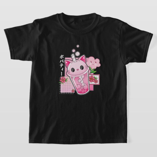 Boba Tea Cat Bubble Tea Kawaii Anime Japanisches M T-Shirt (Ablage )