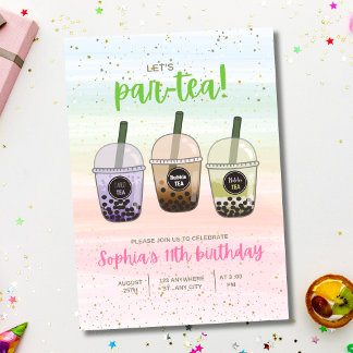 Boba Tea Geburtstagsparty Einladung, Blase Tee Einladung