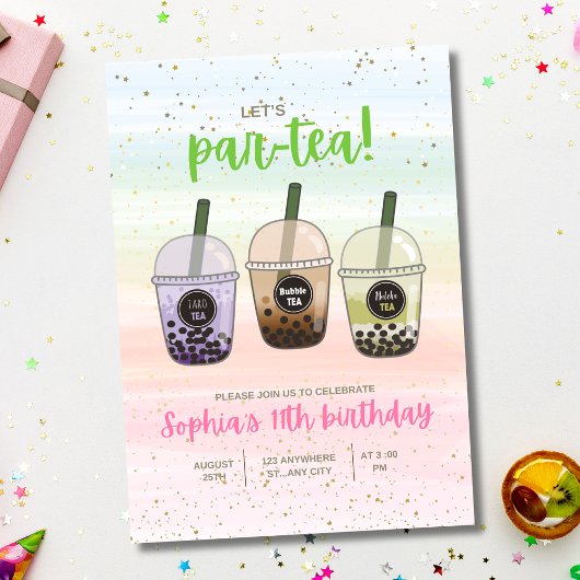 Boba Tea Geburtstagsparty Einladung, Blase Tee Einladung