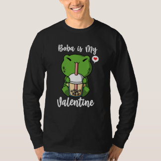 Boba Tea is My Valentine Frog Anti Valentines Day T-Shirt