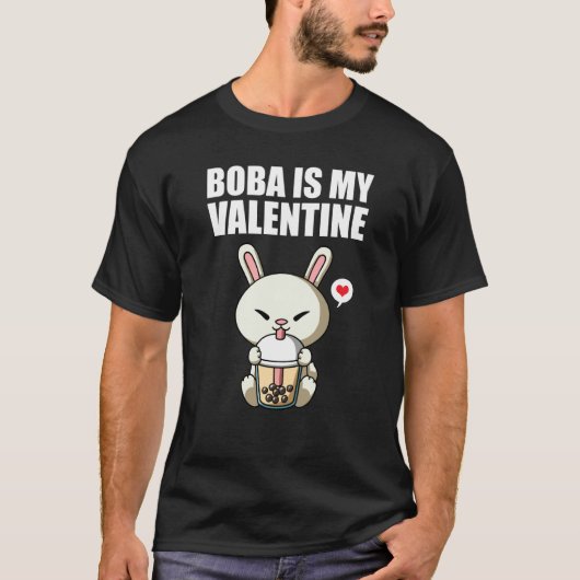 Boba Tea is My Valentine Rabbit Anti Valentines Da T-Shirt (Vorderseite)