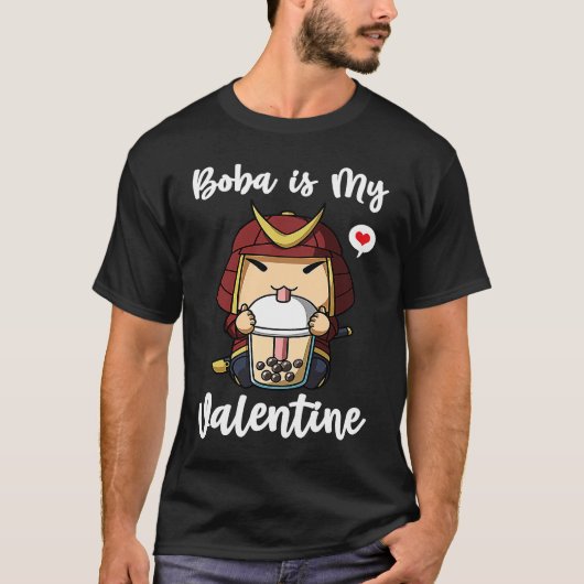 Boba Tea is My Valentine Samurai Anti Valentines D T-Shirt (Vorderseite)
