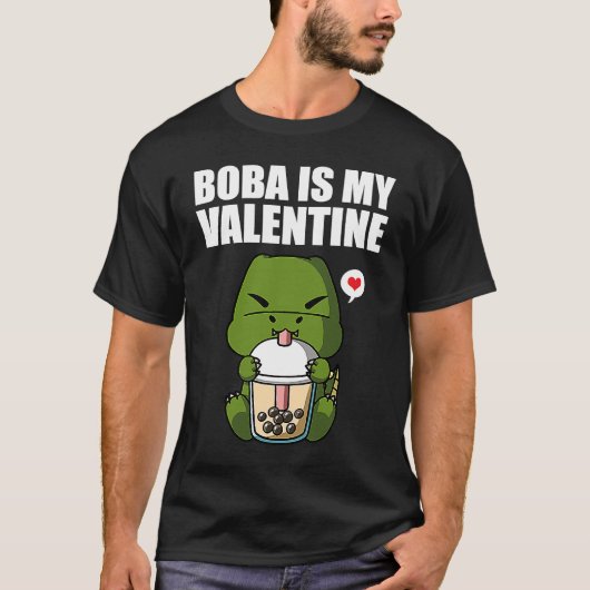 Boba Tea is My Valentine T Rex Dinosaur Anti Valen T-Shirt (Vorderseite)