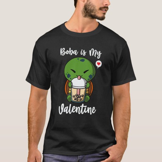 Boba Tea is My Valentine Turtle Anti Valentines Da T-Shirt (Vorderseite)
