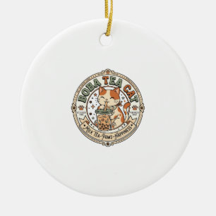 Boba Tea Katze Boba Tea Katze Vintage Vektor Art S Keramik Ornament