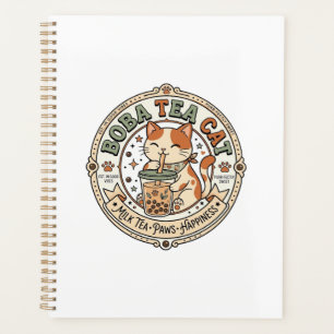Boba Tea Katze Boba Tea Katze Vintage Vektor Art S Planer