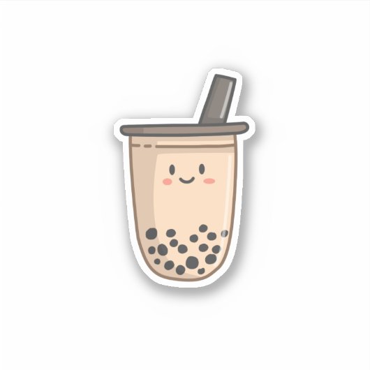 Boba Tea | Milk Bubble Tea Kawaii Sticker (Vorderseite)