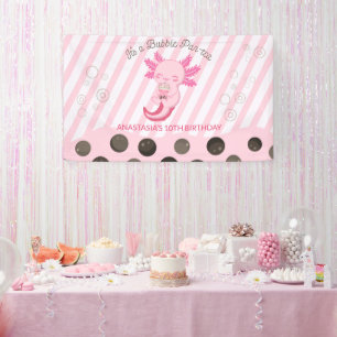 Boba Tea Pink Axolotl Geburtstagsparty Bann Banner