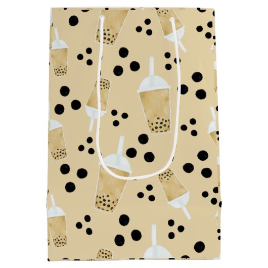 Boba Tee and Dots - Creme Gift Bag Mittlere Geschenktüte (Rückseite)