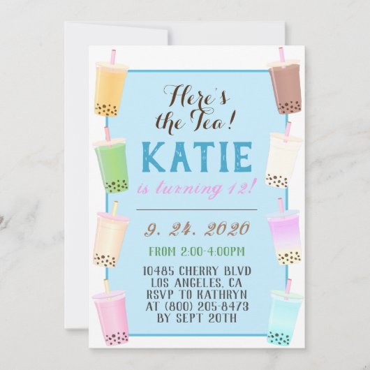 Boba Tee Geburtstag Einladung (Vorderseite)