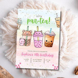 Boba-Tee-Geburtstagseinladung, Boba Par-Tea Einladung