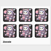 Boba Tee im Weltraum-Astronauten-Anime Quadratischer Aufkleber (Blatt)