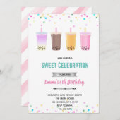 Boba Tee Milchtee Geburtstagseinladung Einladung (Vorne/Hinten)