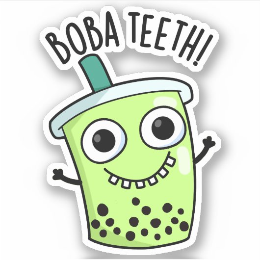 Boba Teeth Funny Boba Tea Pun Aufkleber (Vorderseite)